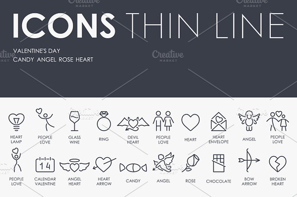 Valentines Day Thinline Icons
