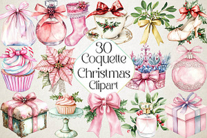 Coquette Christmas Clipart, an Illustration by DreamPrint404