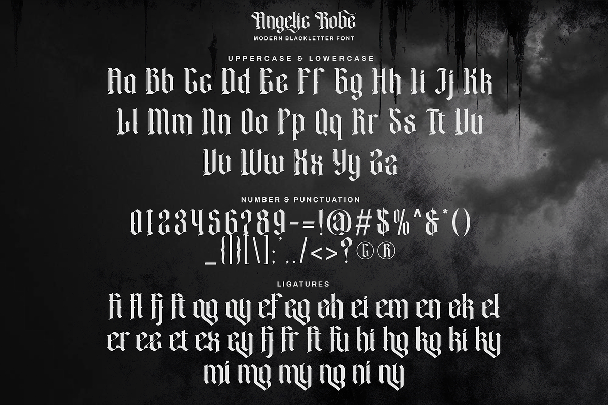 Angelic Robe - Blackletter Font, a Blackletter Font by Pixesia Studio (Photo 10 of 11)