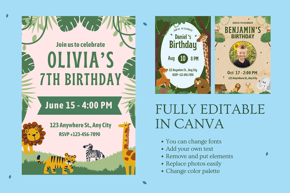 Zoo Birthday Invitations Templates, a Templates & Theme by TemplateCastleStore (Photo 17 of 18)