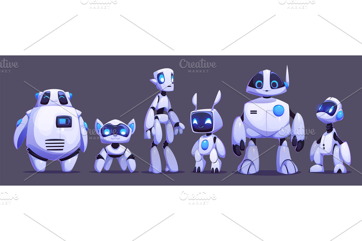 Cartoon futuristic animal robots, a Technology Illustration by Vector Tradition
