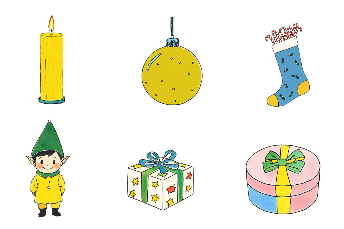 Cute Yellow Christmas Clipart, an Illustration by CreationArt (Photo 4 of 6)