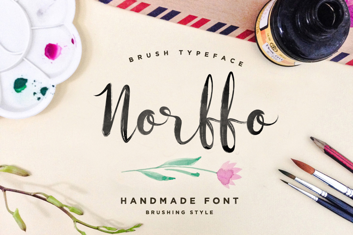 Norffo Font + Watercolor Brush, a Script Font by alit design (Photo 1 of 5)