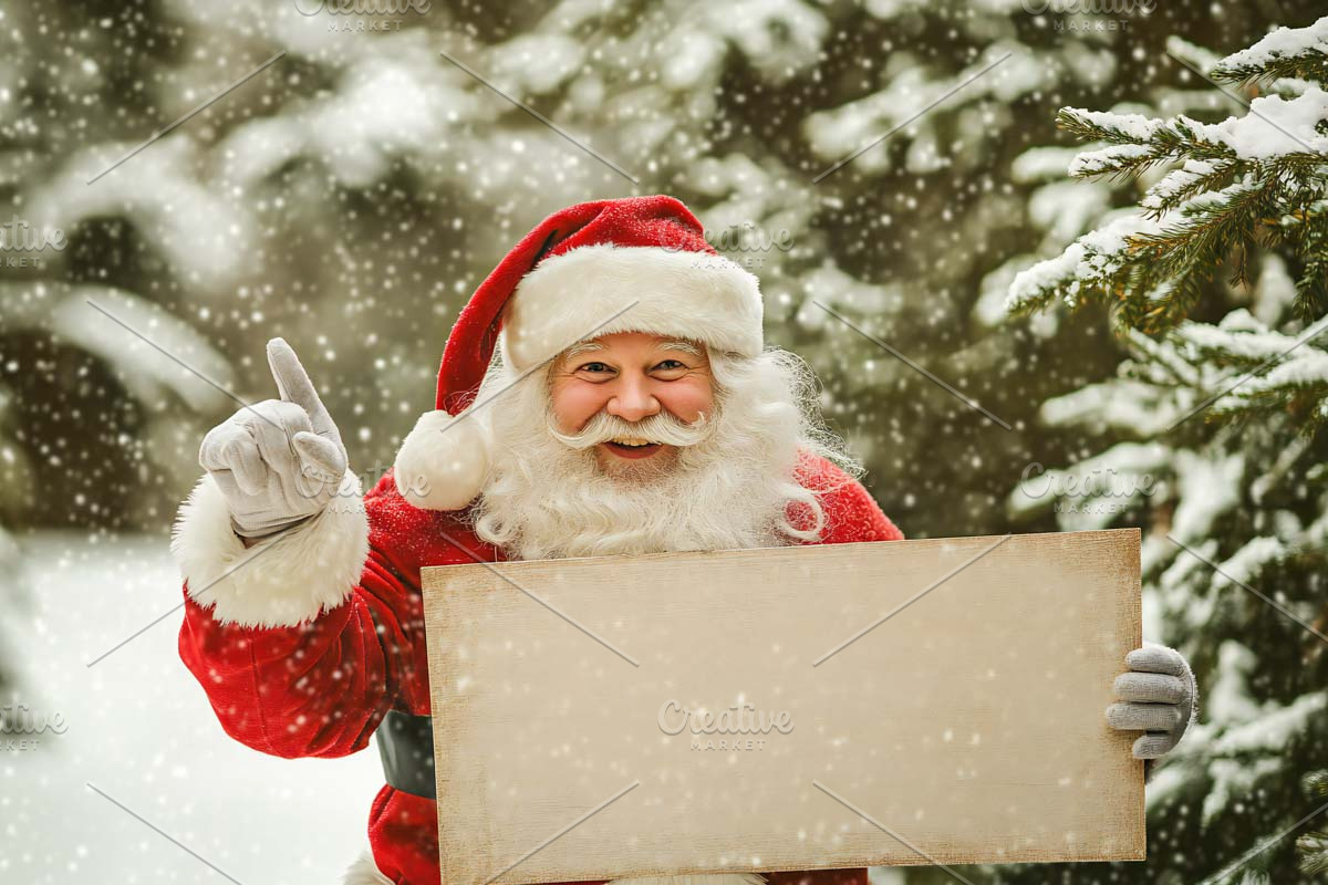 santa claus with blank sign, a Household Mockup by VetalStock (Photo 1 of 3)