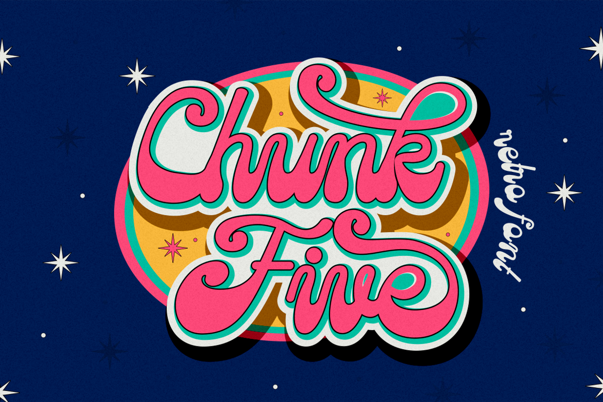 Chunk Five - Retro Script Font, a Font by PutraCetol Studio (Photo 1 of 11)