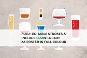 Alcohol Glasses Vector + FREE Poster, a Food Illustration by Goodputty (Thumbnail 2 of 4)
