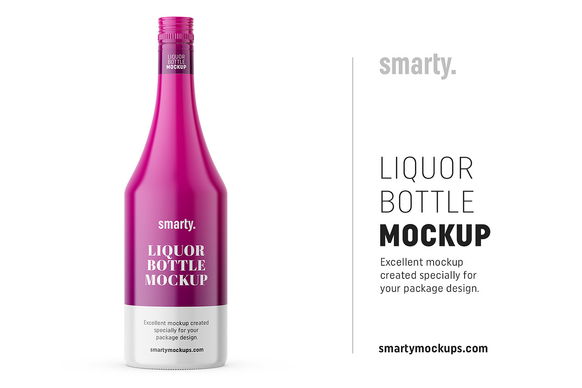 Glossy liqour bottle mockup, a Product Mockup by Smarty Mockups (Photo 1 of 5)