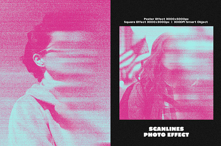 Scanlines Square,Poster Photo Effect, a Layer Style Add-On by dokudokunomi