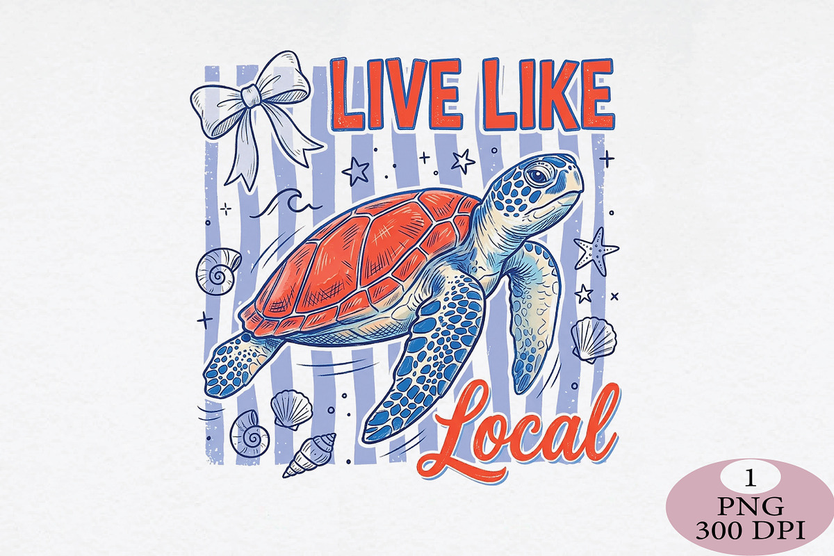 Retro Summer Sarcastic Beach Turtle, an Illustration by Daily.Designs (Photo 1 of 5)