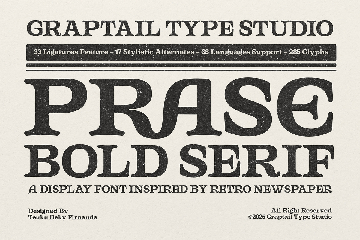 Gts Prase - Bold Serif, a Serif Font by Graptail (Photo 1 of 11)