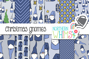 Christmas Gnome Patterns in Blue