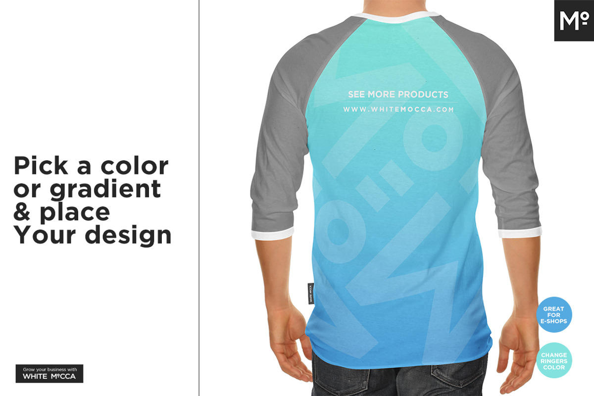Raglan 3/4 Shirt Mock-up, a Shirt Mockup by Mocca Mockups Store