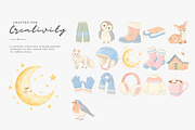pastel winter watercolor clipart set, a Decorative Illustration by Patishop Art (Thumbnail 7 of 8)