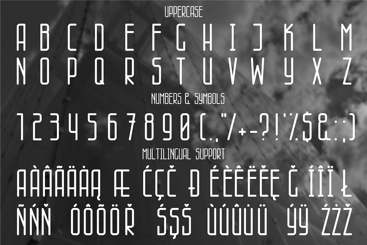 Skyscraper thin line style font. preview 2