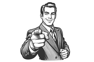 businessman pointing forward with a, a Person Illustration by AlexArt