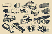Large Trucks and Trailers Set, a Transportation Illustration by Blacklight (Thumbnail 3 of 6)