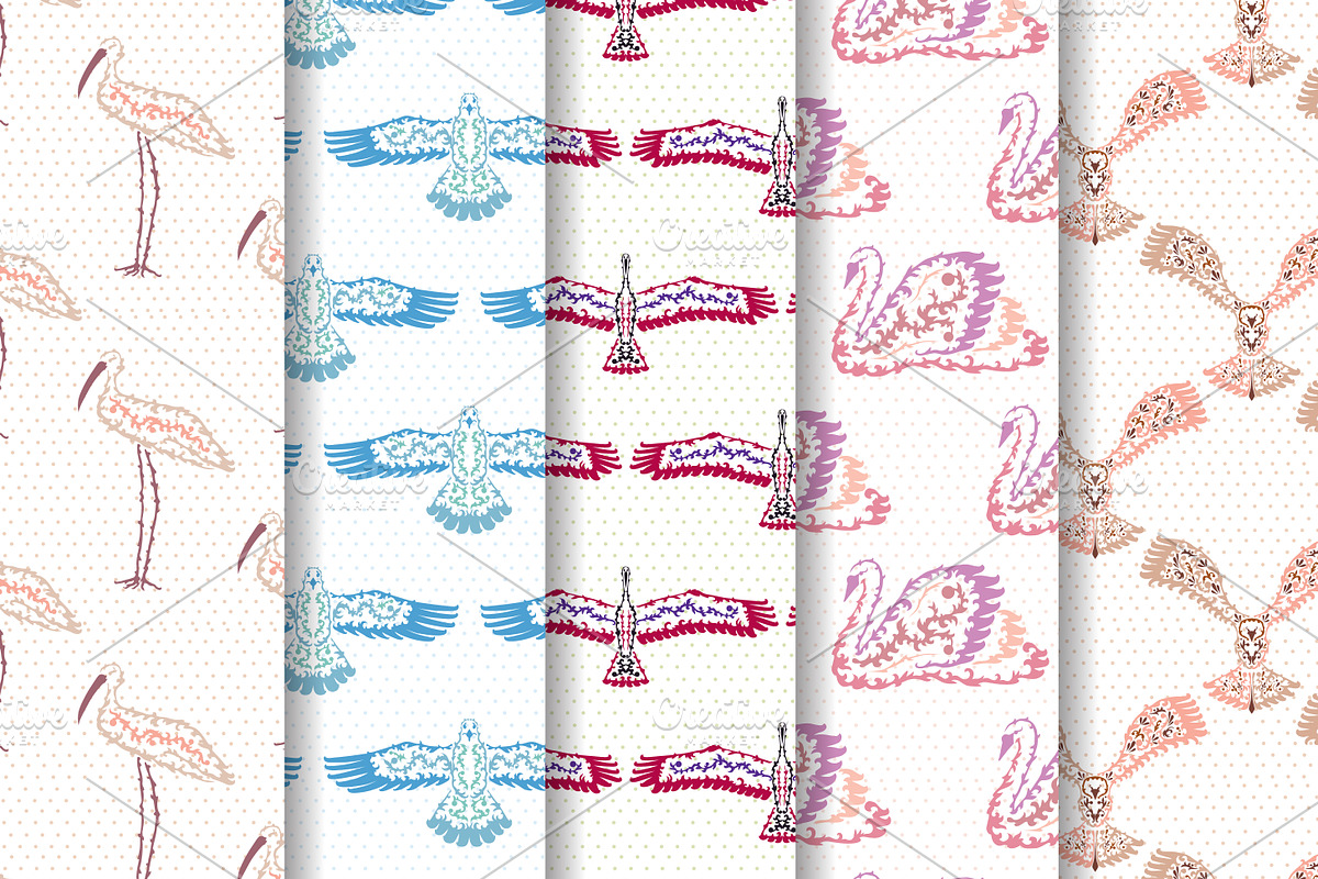 10 Birds Seamless Patterns Set, a Pattern Graphic by Sunset&Sea Design (Photo 2 of 2)