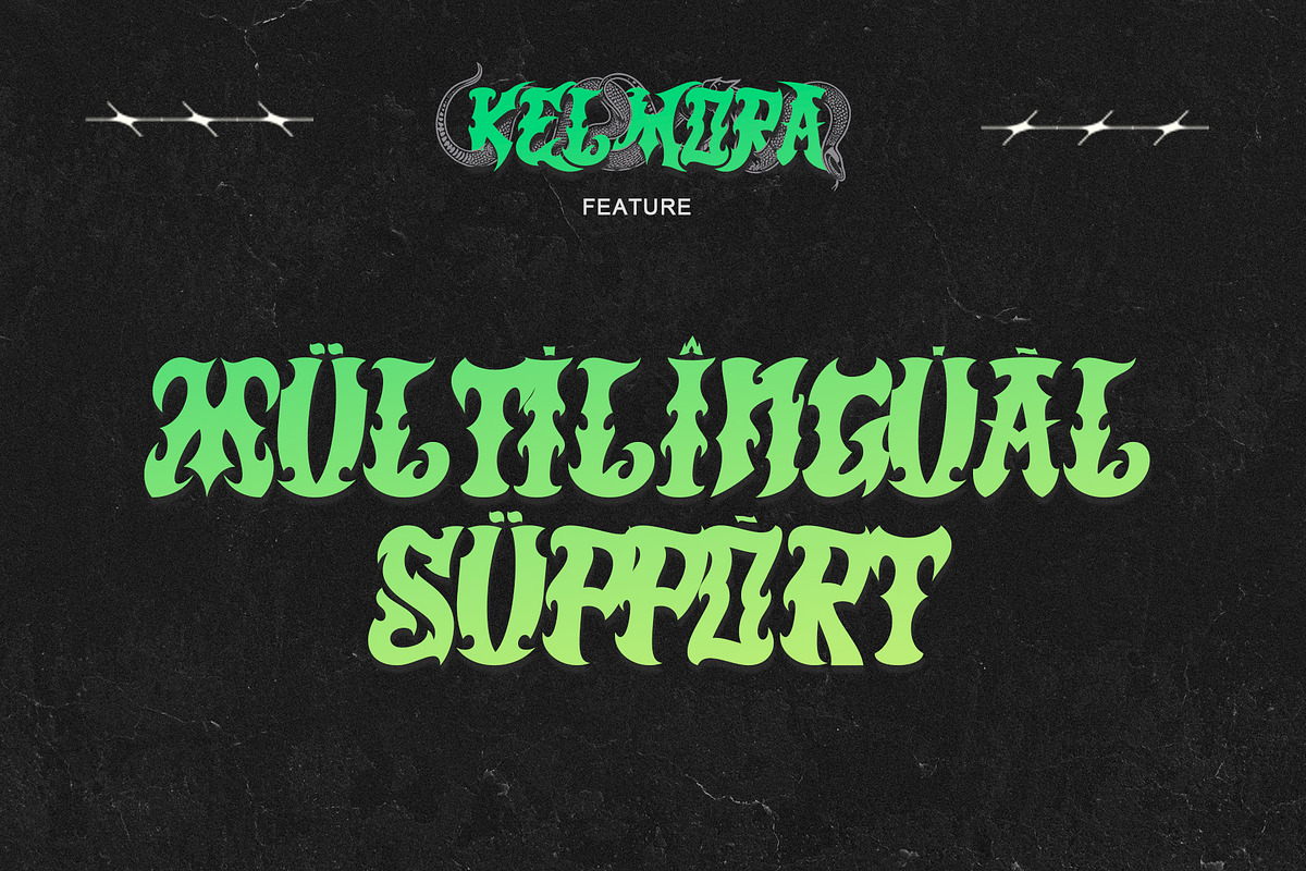 Kelmora - Retro Gothic Tattoo Font, a Blackletter Font by Letterara (Photo 13 of 15)