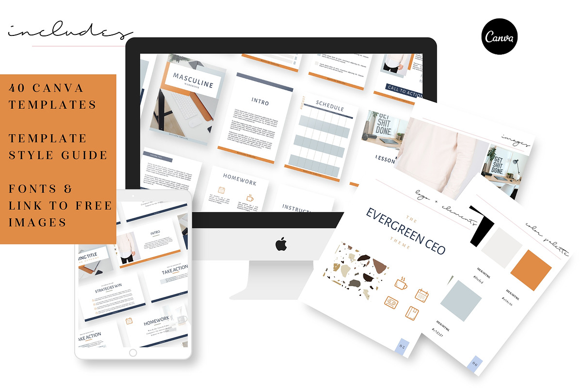 Masculine Canva Course Templates, a Magazine Template by VanessaRyan.co (Photo 1 of 4)