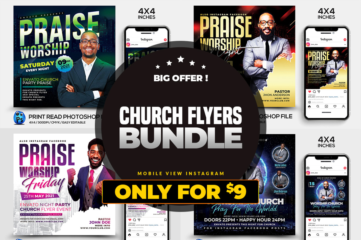 Church Flyer Bundle, a Flyer Template by AfzaalGraphics (Photo 1 of 5)