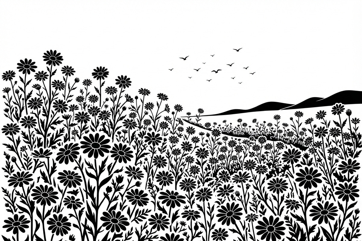 60 Daisy Flower Field Silhouette, a Seasonal Illustration by Amazin_art (Photo 6 of 35)