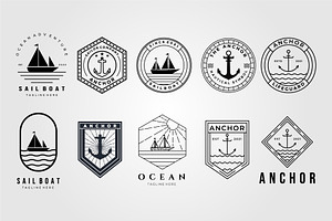 set of anchor logo and bundle ocean