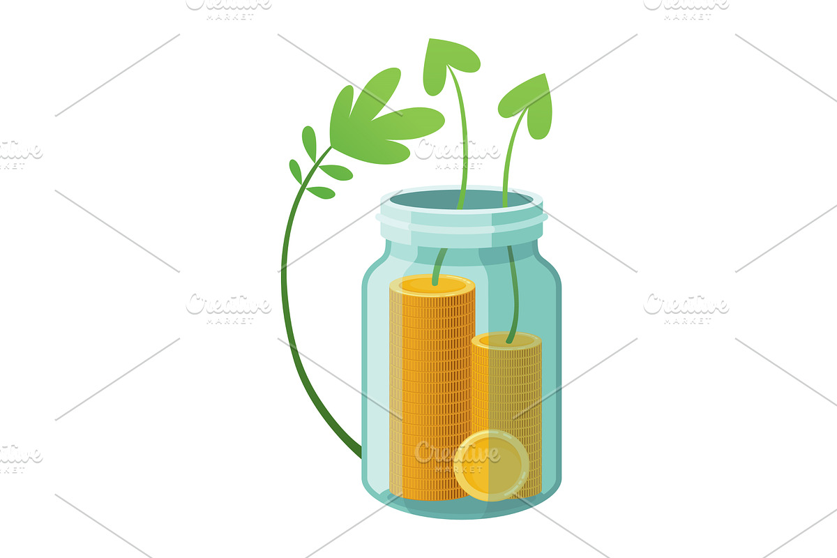Investing bottle money, icon, an Object Illustration by Things for designers