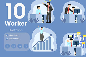 Office Worker Illustration Pack, an Illustration by baii09