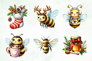 Cute Cartoon Christmas Bees Clipart, an Illustration by Creative Art (Thumbnail 8 of 9)