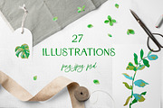 Crayon Botanical Leaves Clipart Set, a Decorative Illustration by Lucyinyourheart (Thumbnail 1 of 3)