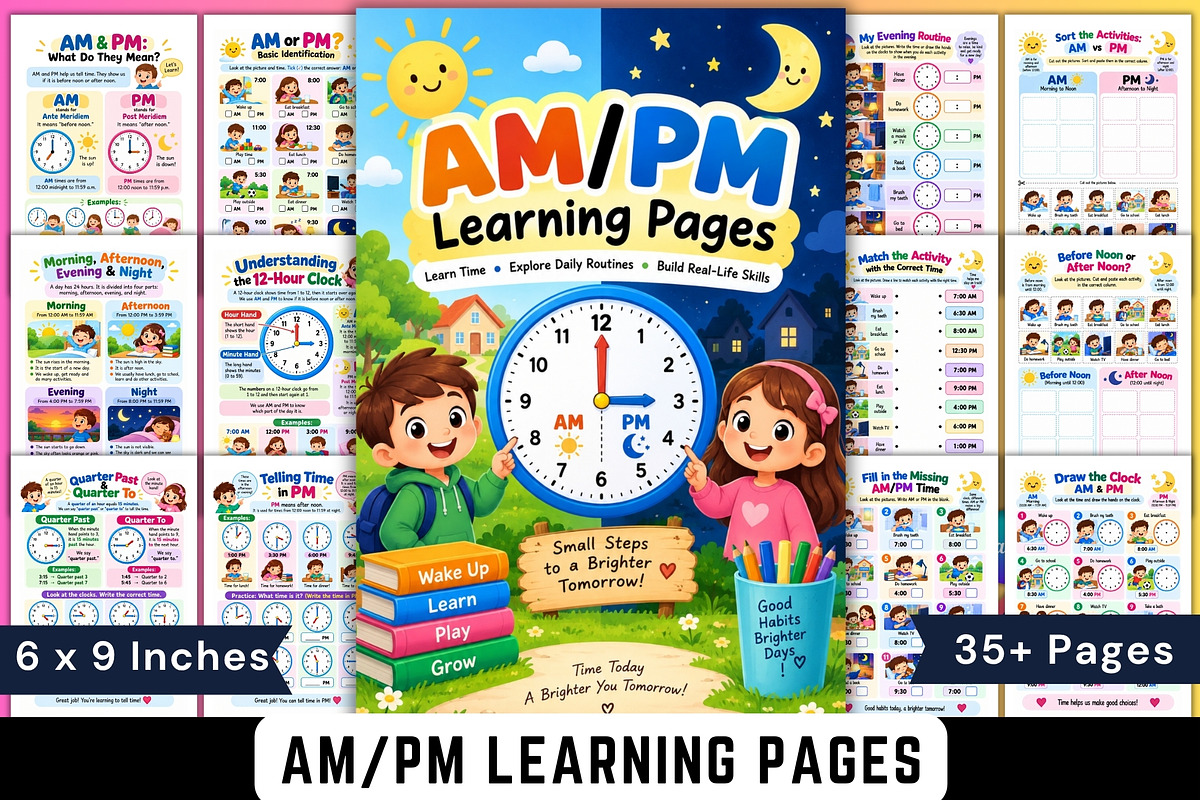 AM/PM Learning Pages, a Stationery Template by Designmela01 (Photo 1 of 6)