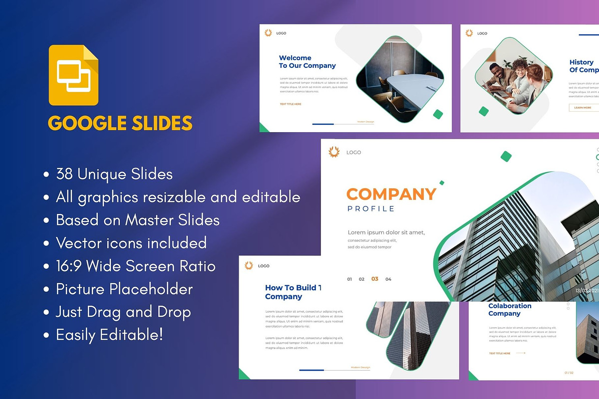 COMPANY  Business Google Slide, a Presentation Template by Rizki Herdian (Photo 1 of 6)
