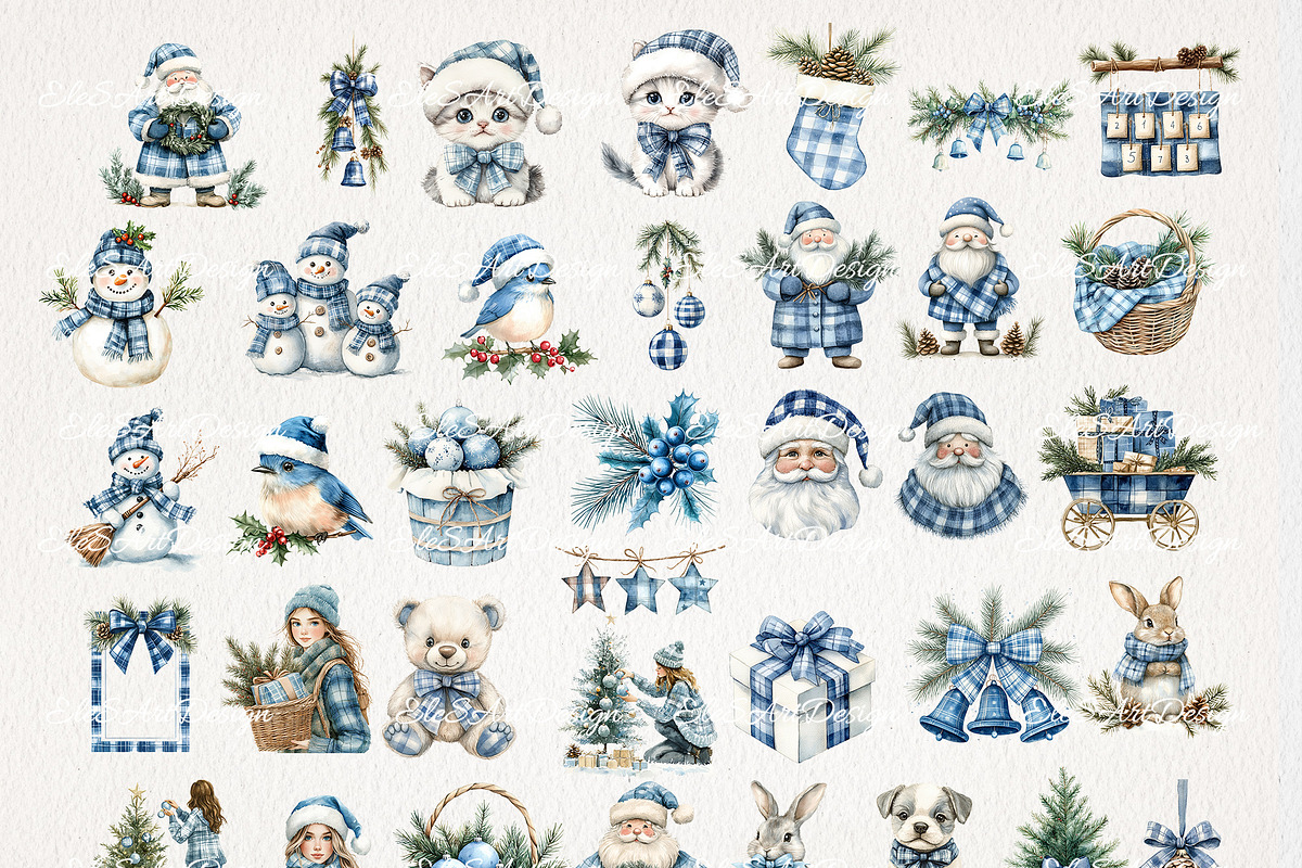 Blue Christmas Clipart 76 PNG, a Seasonal Illustration by EleSArtDesign (Photo 2 of 6)