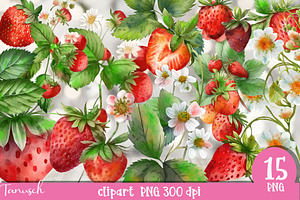 Watercolor Strawberry Clipart Berry