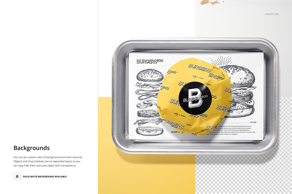 Food Safe Paper Mockup Set (burger), a Packaging Mockup by creatsy5 (Photo 8 of 10)
