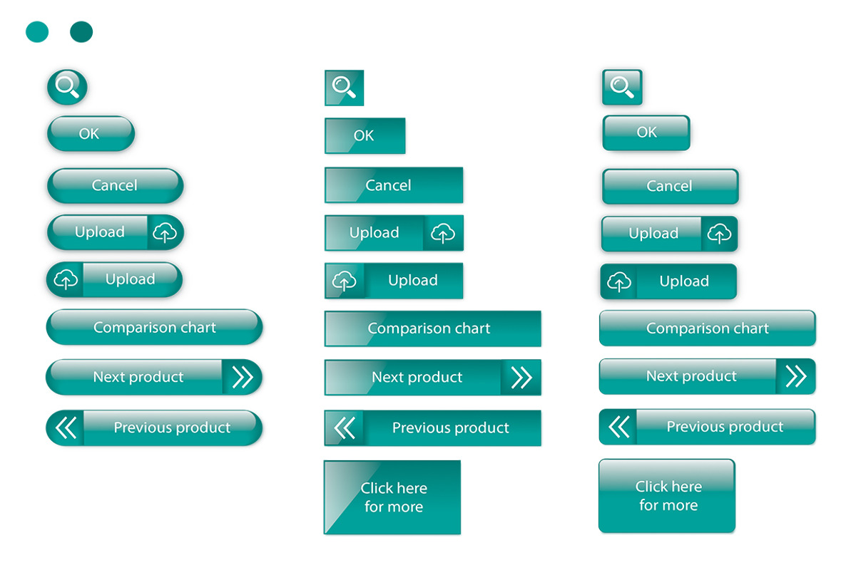 26 glossy teal buttons, an UI Kit Template by DutchDigitalDesign