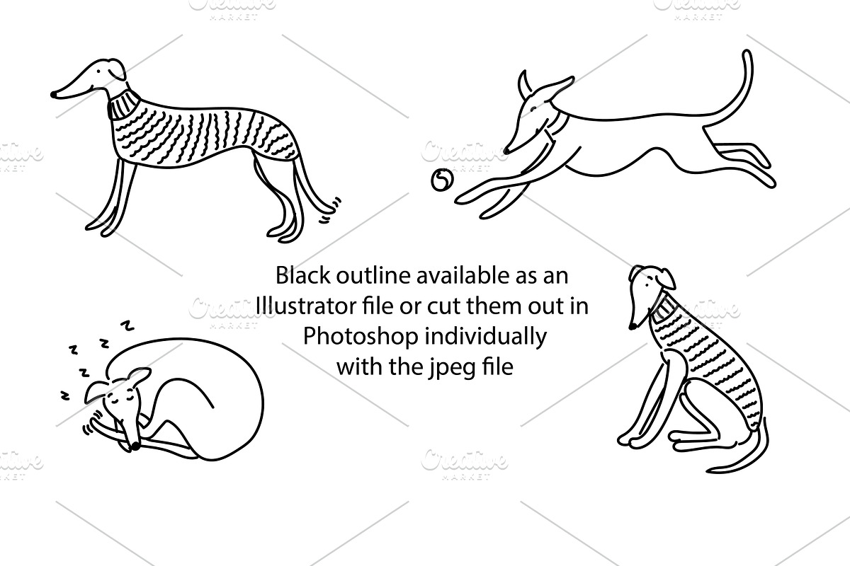 Cute Doodle Whippet Dogs, an Animal Illustration by Liz Pengilley Studio (Photo 2 of 4)