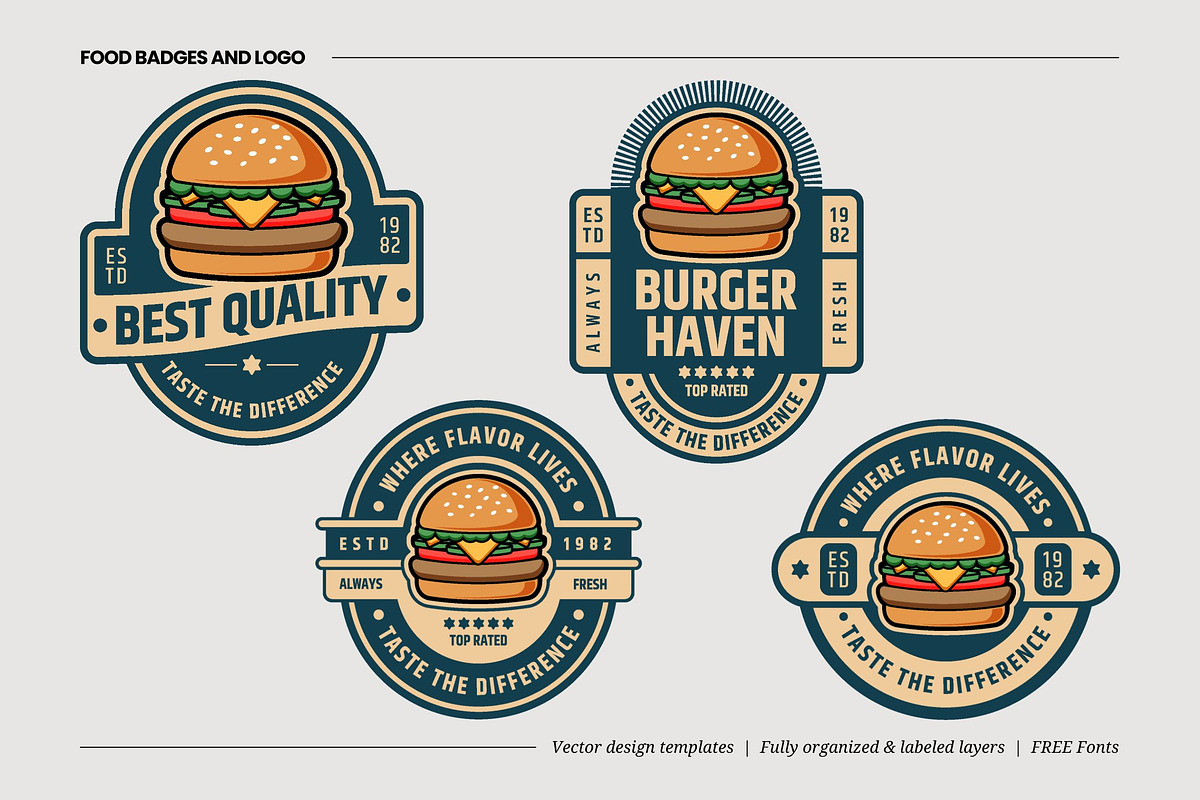 Badge Logo or Burger Fast Food Badge, a Branding & Logo Template by C-Kav (Photo 1 of 5)
