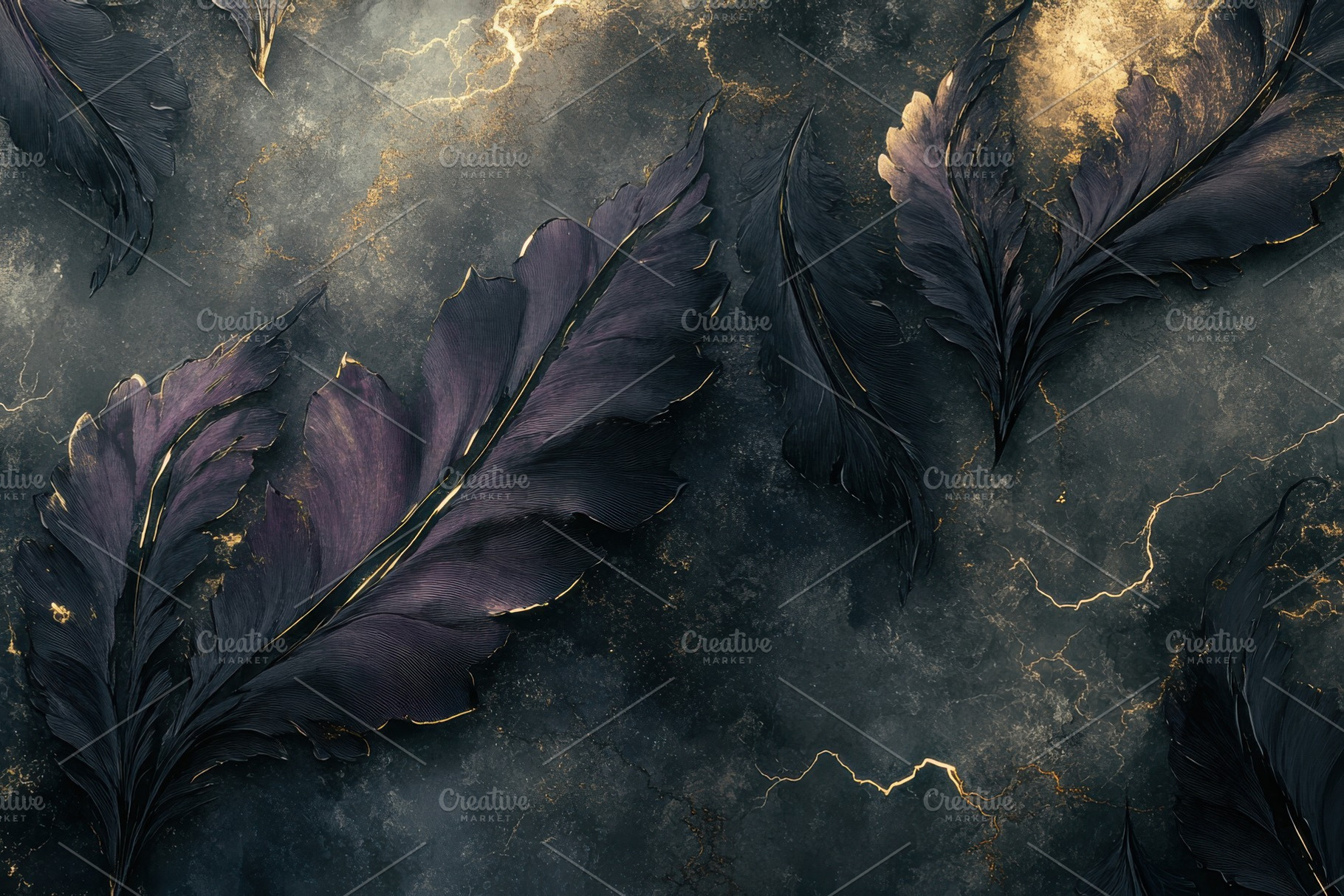 Dark leaves gold accents elegant des, a Photo by Pixeness Studio