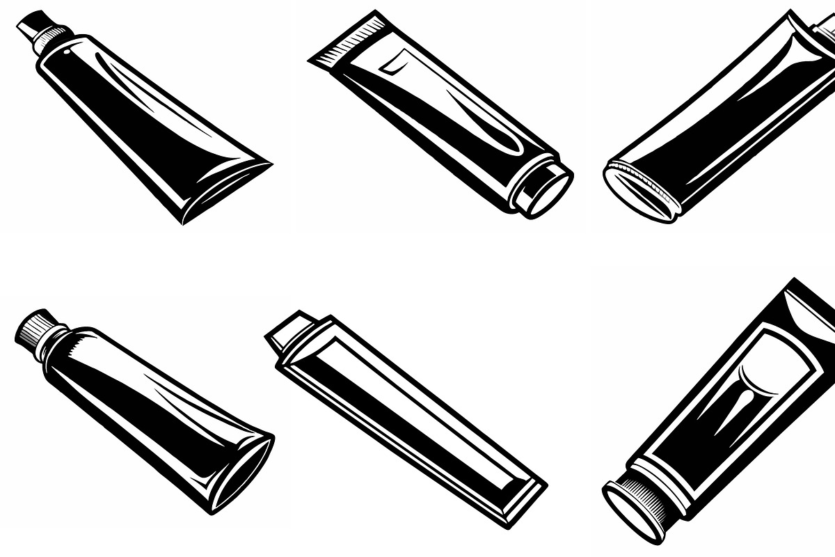 Toothpaste vector silhouettes, an Object Graphic by Billah Hub