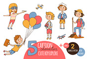 5 cute boys travelers, an Illustration by EvgeniaV (Thumbnail 1 of 2)