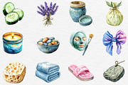 Watercolor Spa Clipart, an Illustration by Black Bird Studio (Thumbnail 2 of 6)