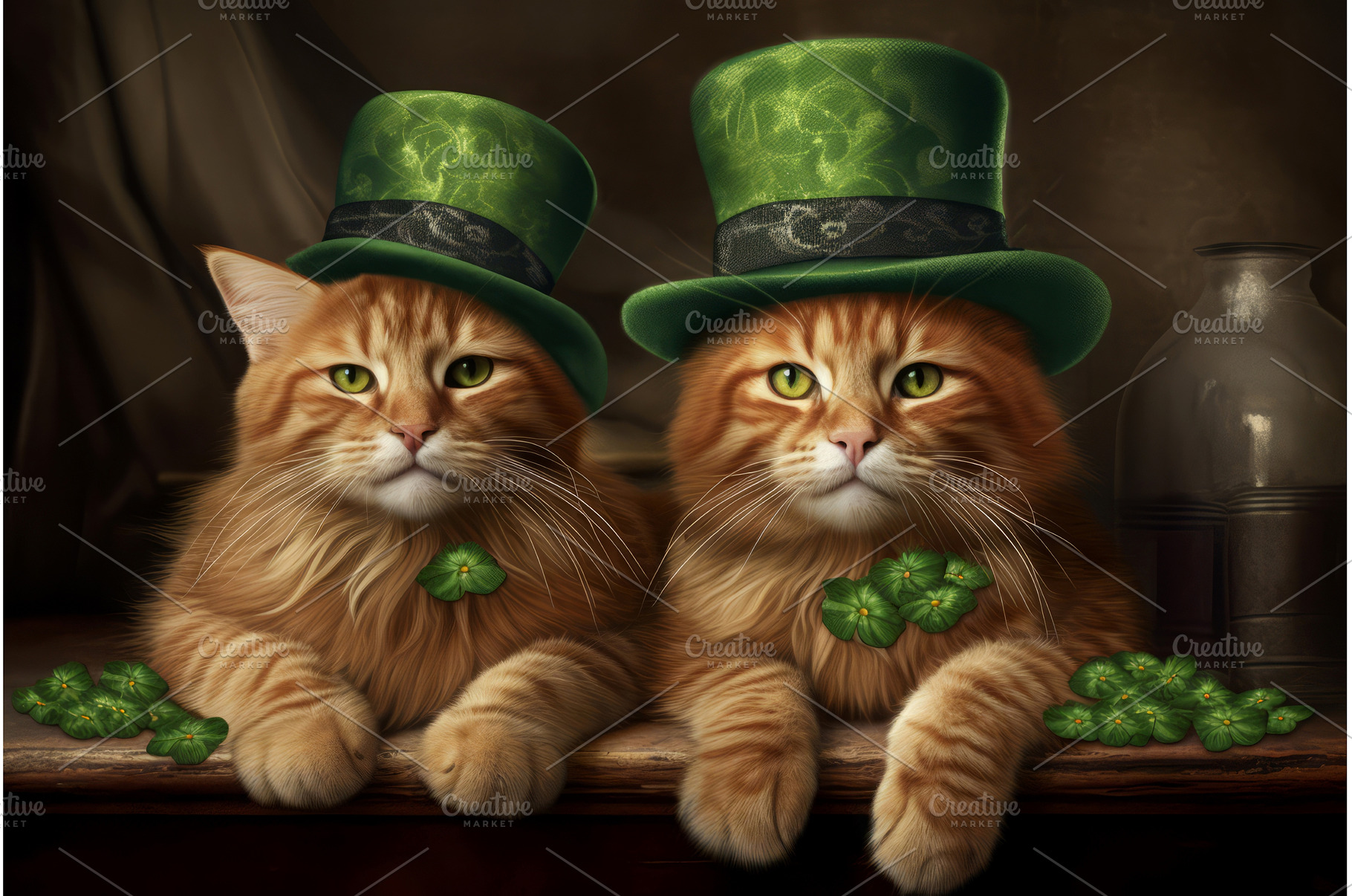 Saint Patrick day cute ginger cats, an Animal Photo by Ylivdesign