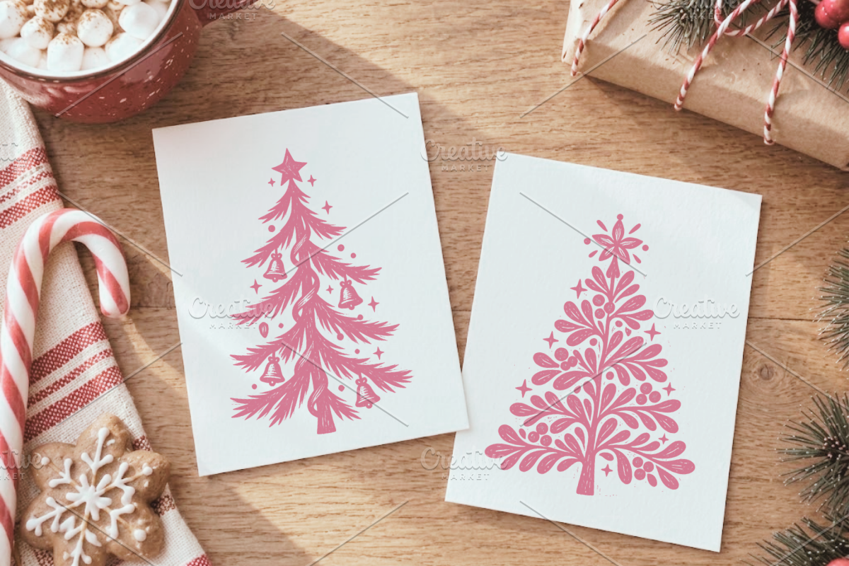 Pastel Christmas Trees PNG Bundle, a Decorative Illustration by Ink Gallery (Photo 6 of 12)