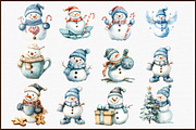 Christmas Pastel Blue Snowman Clipar, an Illustration by Sublimation Artist (Thumbnail 3 of 6)