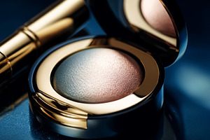 Luxury makeup products creating a beauty concept with a golden e, a Beauty & Fashion Photo by Studio ANNA