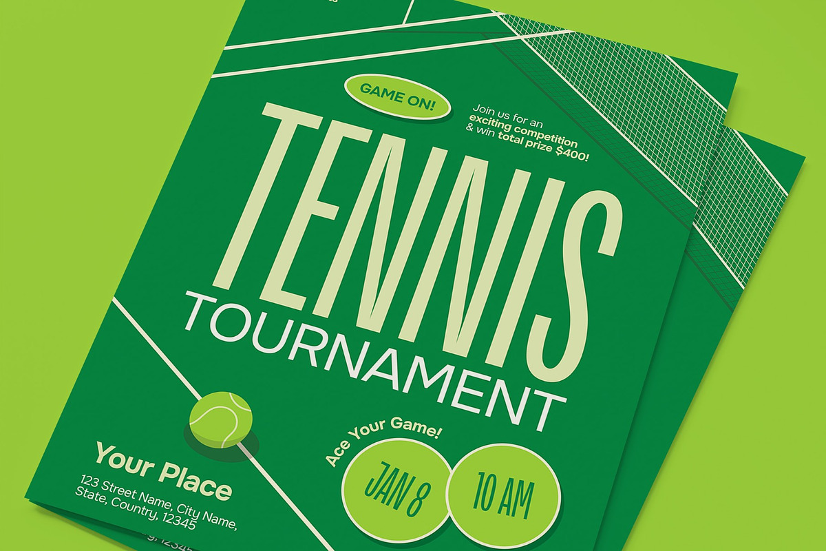 Bold Tennis Tournament Flyer, a Flyer Template by graphicook (Photo 2 of 3)