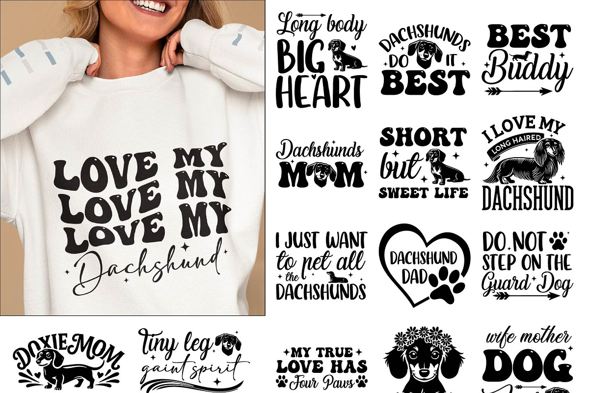 Dachshund Dogs Quotes SVG Bundle PNG, an Object Graphic by EllaMaiyaali (Photo 1 of 8)
