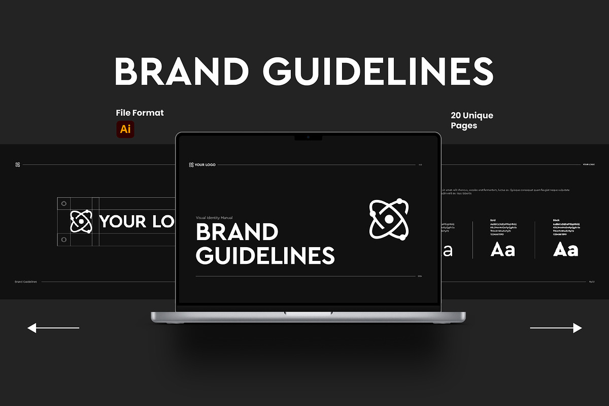 Premium Dark Minimal Brand Guideline, a Branding & Logo Template by Moody Designs (Photo 1 of 6)