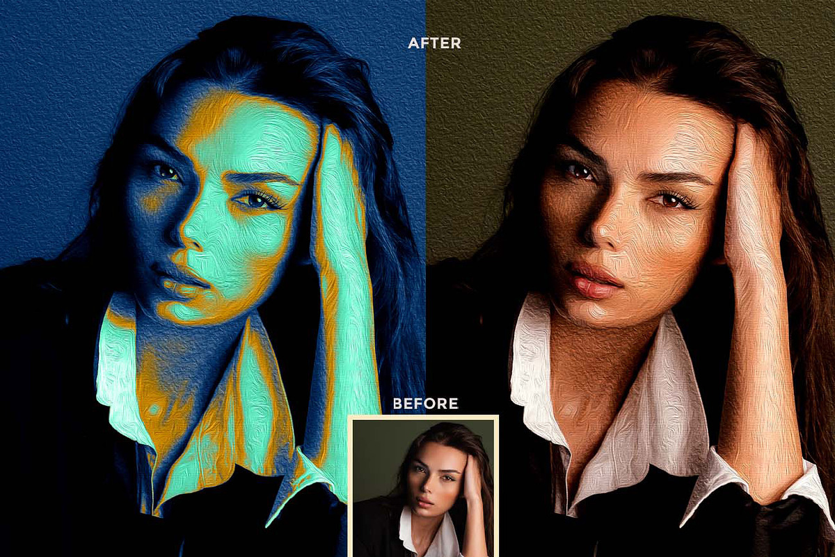 Tritone Oil Painting Ps Action, an Action Add-On by Studio Retouch (Photo 2 of 13)